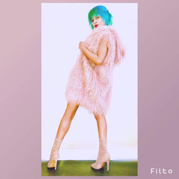 Pinko Pink Longline Fur Vest NWT - Picture 2 of 13